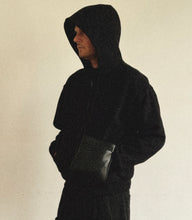 Load image into Gallery viewer, DOUBLE LAYER FLEECE ZIP-UP HOODIE (BLACK)
